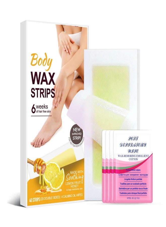 Grospe Wax Strips for Hair Removal,Hair Removal Wax Strips-20 Doublesided Wax Strips + 4 Calming Oil Wipes for Women, Face, Body, Arms, Legs, Chest, Back,for All Skin Types - Image 1